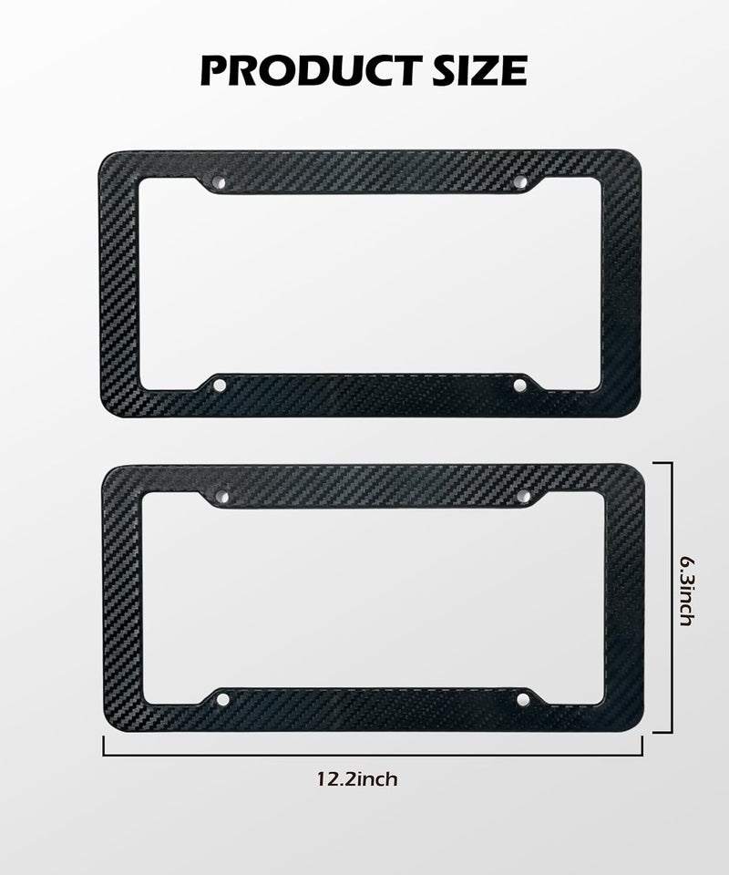 SCUARI 2PCS License Plate Frames,License Plate Cover,Car Accessories Carbon Fiber License Plate Frame,Licence Plate Frame Holder with Fasteners and Screws,Fit for Most America License Plate - Image 4